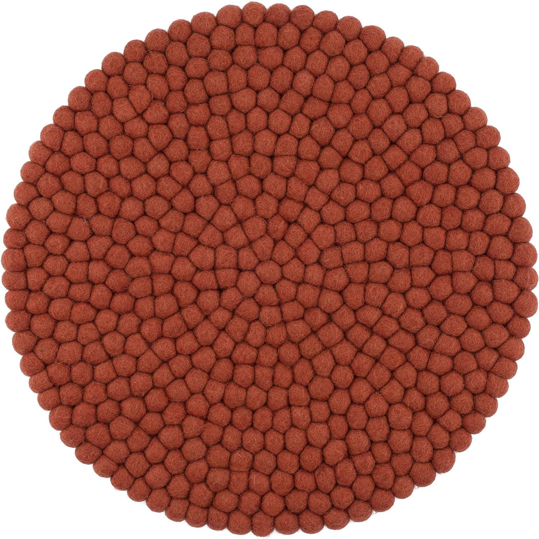 myfelt Filzkugel-Sitzauflage/Stuhlauflage - Lora - rund, 36 cm, Rostrot, Rostrot