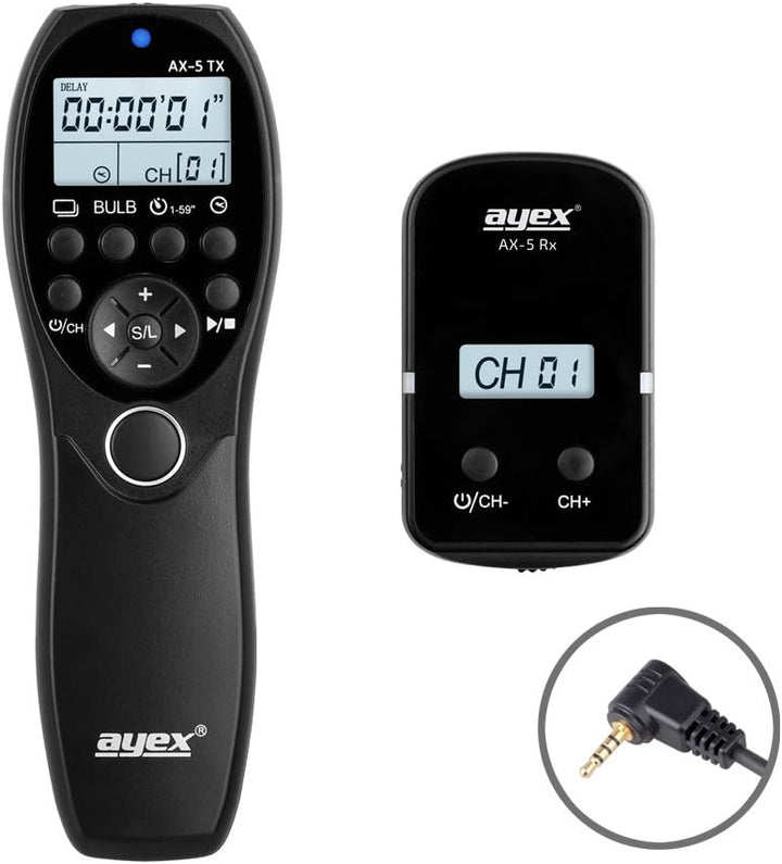 ayex Funk Timer-Fernauslöser AX-5 (RS-2/L1), Kompatibel mit Panasonic z.B. DMC: S1/RM G9 G95M GH5S F
