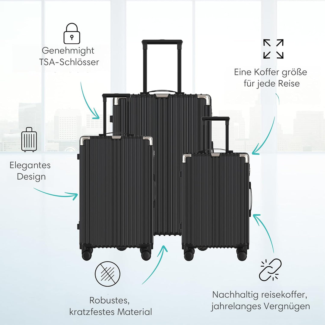 Voyagoux Kofferset 2 teilig - 39L &amp; 113L, Hartschalenkoffer Set, TSA-Schloss, ABS, 4X 360° Rollen, R