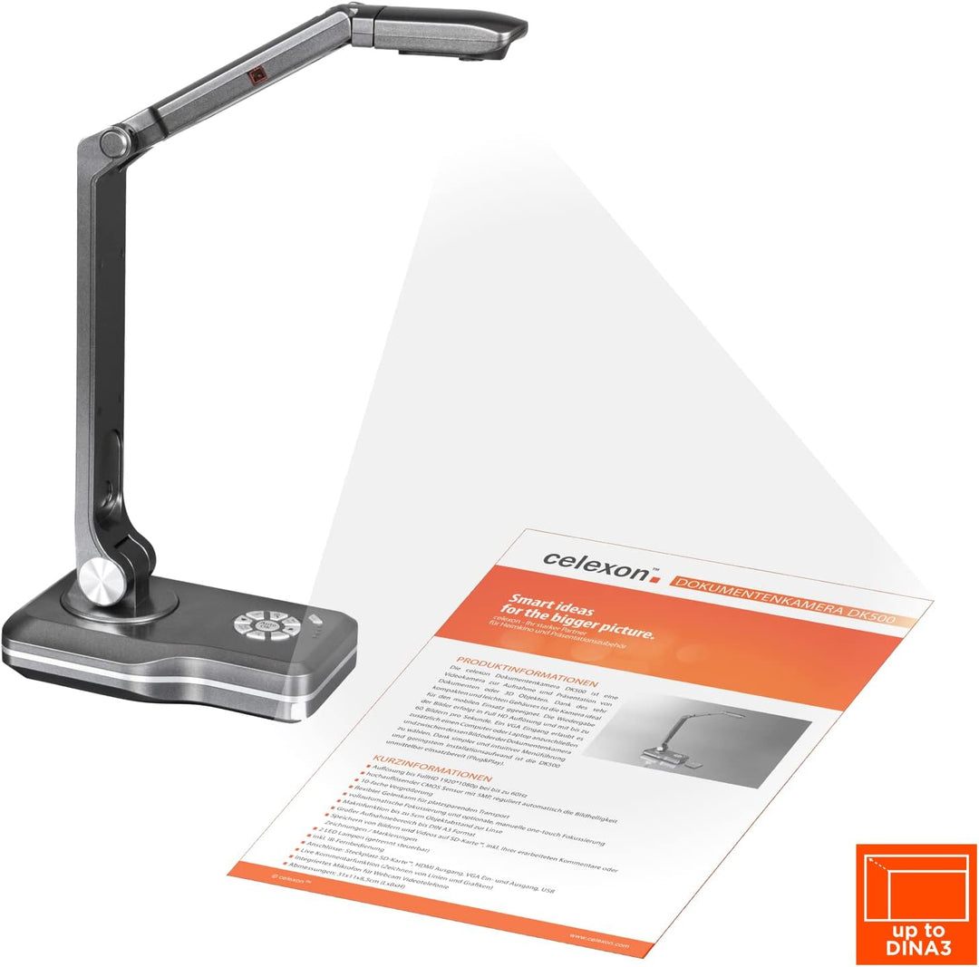 celexon Dokumentenkamera DK800 - bis Full HD - bis 100-fache Vergrösserung - Steuerung via Touchscre