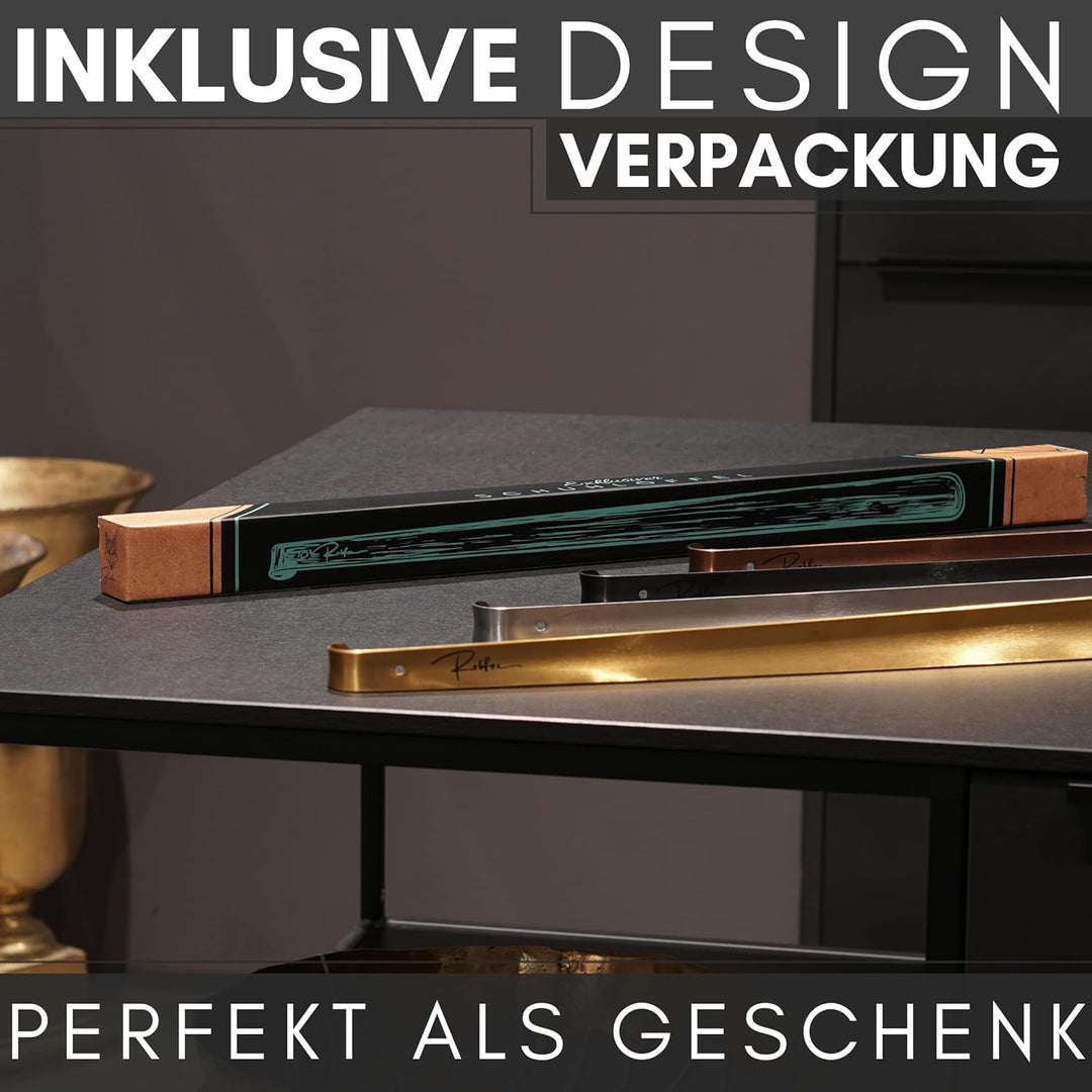 Robfox 70cm Schuhlöffel I extra stabiler Schuhanzieher aus gebürstetem Stahl I lange Schuhanziehhilf