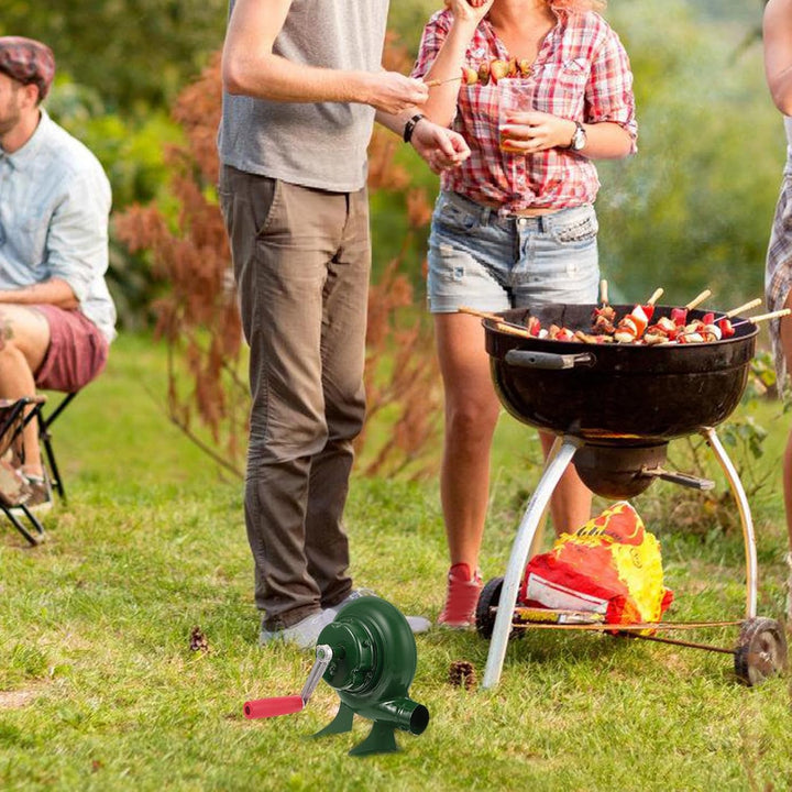 Yardwe Handgebläse aus Stabilem Eisen mit Handkurbel Tragbarer Lüfter für Grill und Kamin Praktische