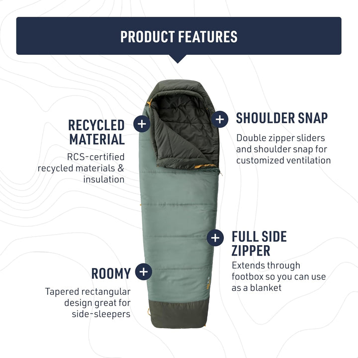 SEA TO SUMMIT - Boab Schlafsack aus Kunstfaser (–1 °C) - Rechteckig - Durchgehender Reissverschluss