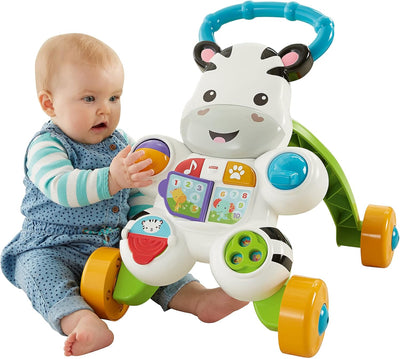 Fisher-Price DLD94 - Lern mit mir - Zebra Lauflernwagen, musikalisches Aktivitäts- und Gehspielzeug