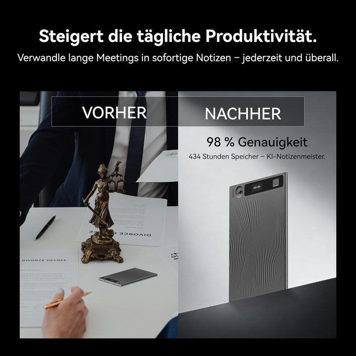 Mobvoi TicNote KI Digitales Diktiergerät, 64 GB Speicher, Notizrekorder mit Hülle, App-Steuerung, üb