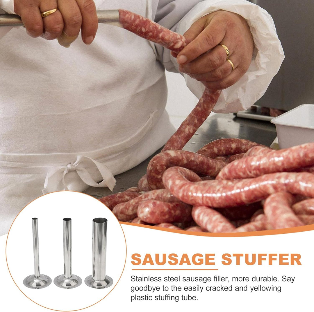 Edelstahl Wurstfüllrohre Set – 3 Stück Wurstfülltrichter Für Fleischwolf Grösse 8 Ideal Für Hausgema