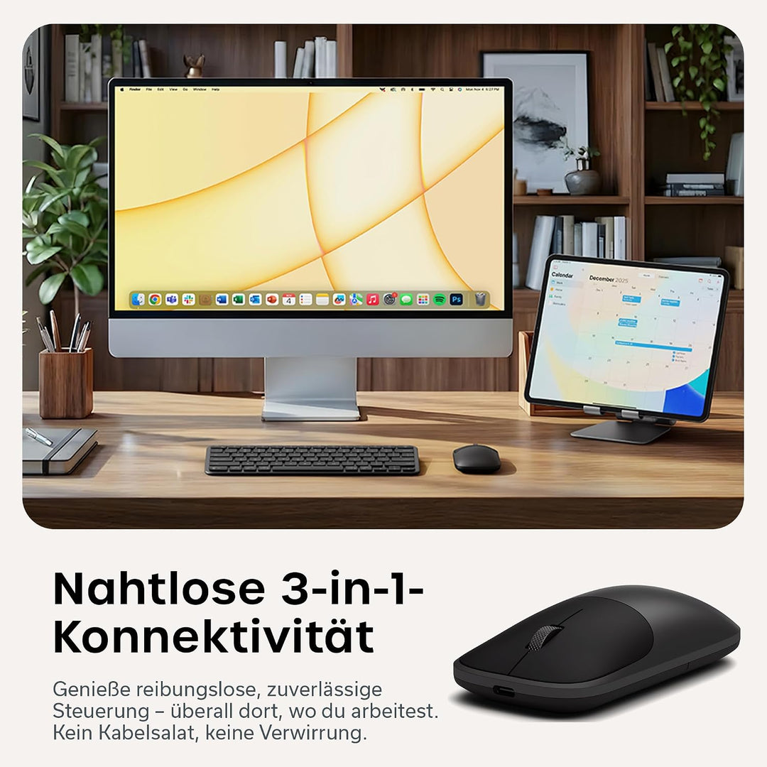 SATECHI Slim EX Kabellose Computermaus, Multi Device Bluetooth & 2,4-GHz für macOS, Windows, iPadOS