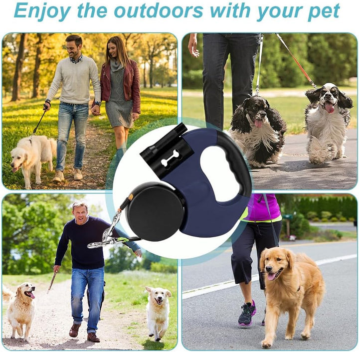CRWEOM Hundeleine Doppelleine für 2 Hunde – Einziehbare Rollleine mit 360° Drehfunktion, LED-Beleuch