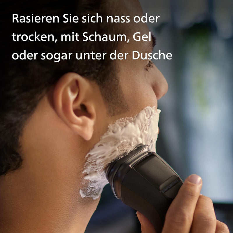 Philips Shaver Series 3000X – Elektrischer Nass- und Trockenrasierer für Männer in Schwarz, mit Skin