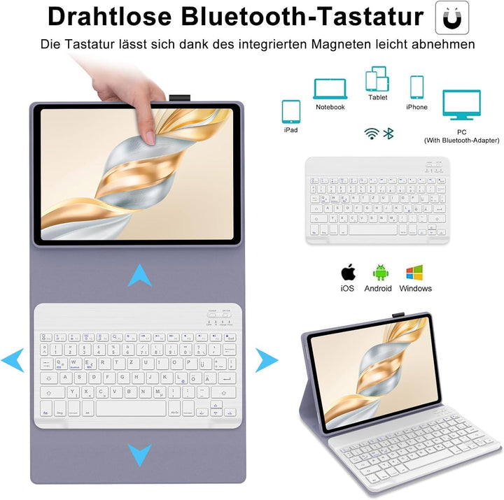 IVEOPPE Tastatur für Honor Pad X9a 11.5 Zoll, Hülle mit Bluetooth Abnehmbarer Tastatur für Honor Pad