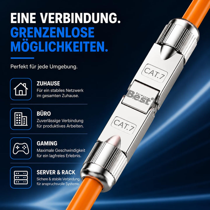 Germany B.e.s.t 6x CAT 7 Netzwerkverbinder werkzeuglos STP Kupplung feldkonfektionierbar für Etherne
