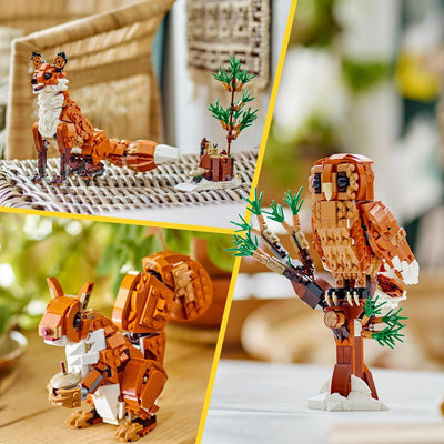 LEGO Creator Waldtiere: Rotfuchs, Tiere-Set mit Fuchs, Eule und Eichhörnchen Spielzeug, Tierfiguren