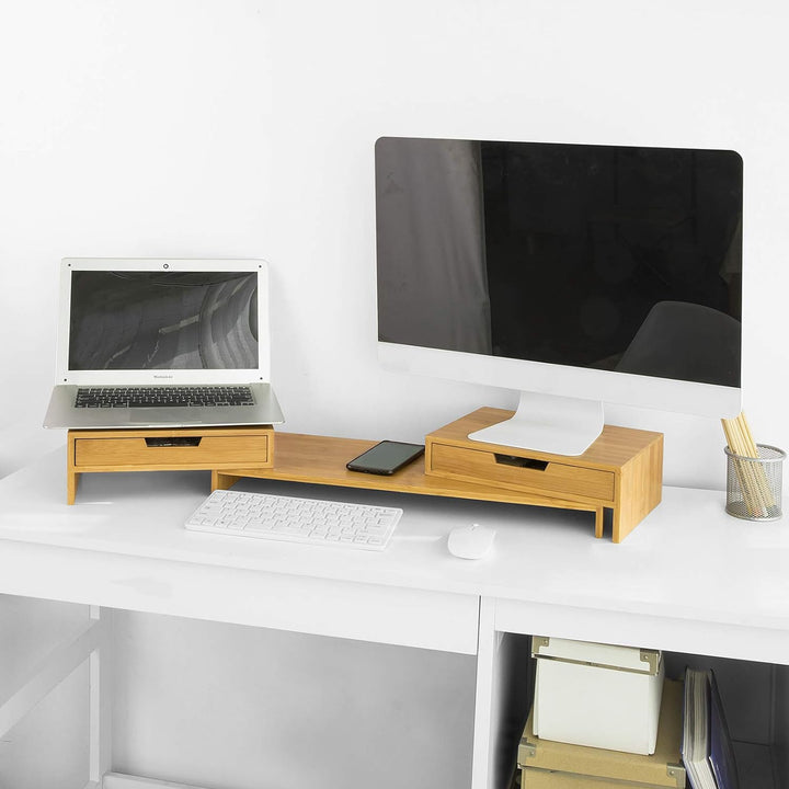 SoBuy BBF04-N Design Monitorerhöhung für 2 Monitore Monitorständer Bildschirmständer Notebookständer