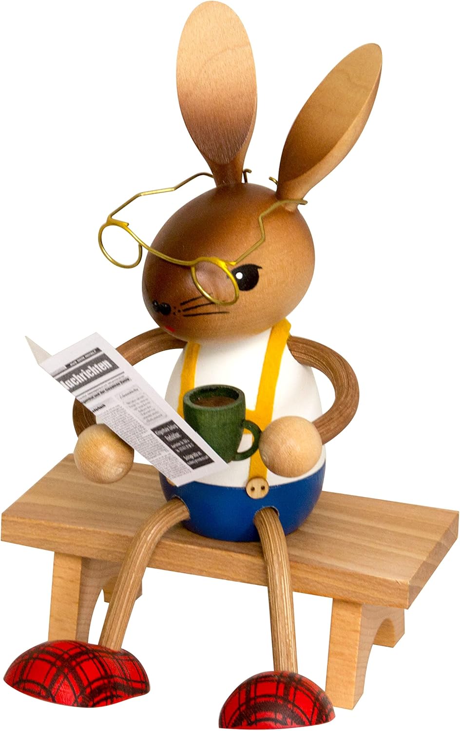 Drechslerei Kuhnert - Osterdekoration/Osterhase - Kuhnerthase mit Zeitung und Kaffee - aus Holz - Gr