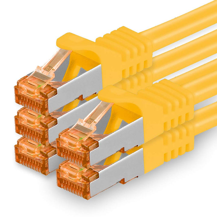1aTTack.de 5m - Cat.7 Netzwerkkabel Gelb - 5 Stück Gigabit Ethernet LAN Kabel 10000 Mbit s Patchkabe