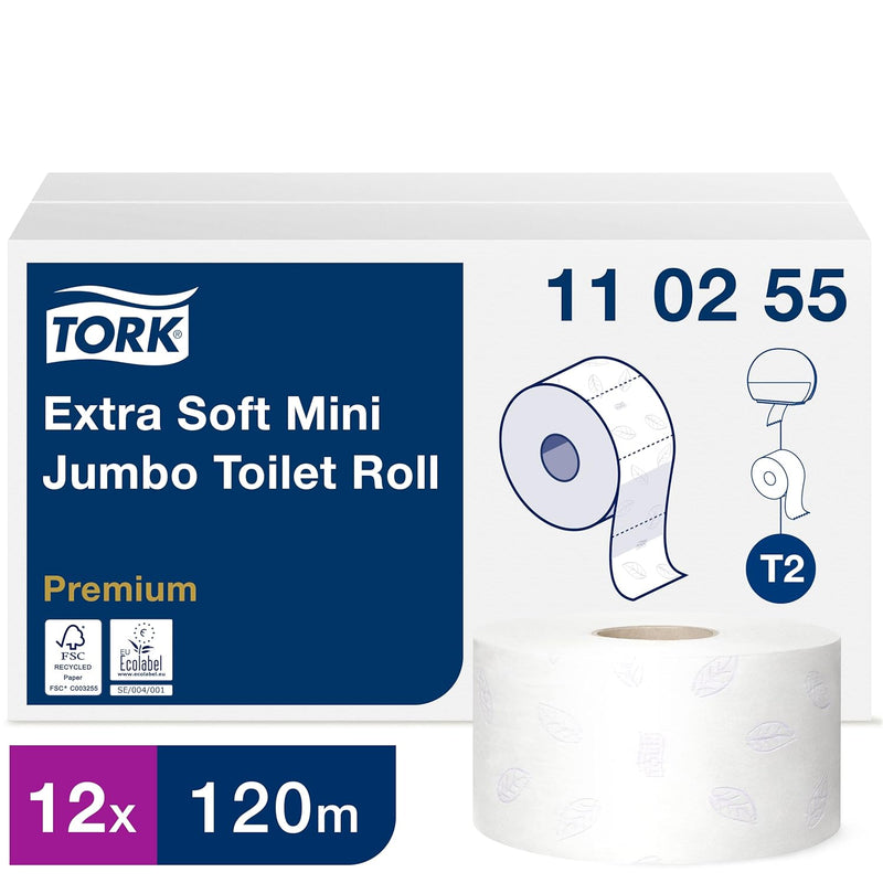 Tork 110255 extra weiches Mini Jumbo Toilettenpapier in Premium Qualität für das Tork T2 Mini Jumbo