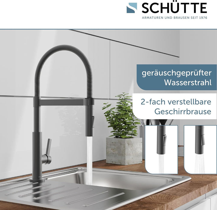 SCHÜTTE 79142 MIAMI Küchenarmatur 360°, Einhebelmischer mit ausziehbarer, magnetischer Geschirrbraus