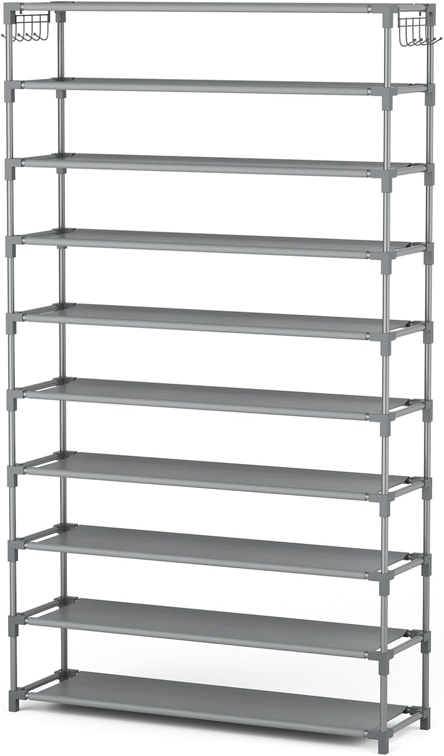 Schuhregal 10 Ebenen, Schuhschrank Metall für 50 Paar Schuhe, Schuhorganizer 155cm Hoch, Schuhaufbew
