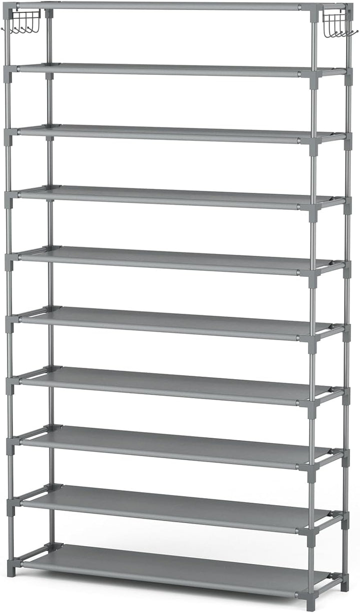 Schuhregal 10 Ebenen, Schuhschrank Metall für 50 Paar Schuhe, Schuhorganizer 155cm Hoch, Schuhaufbew