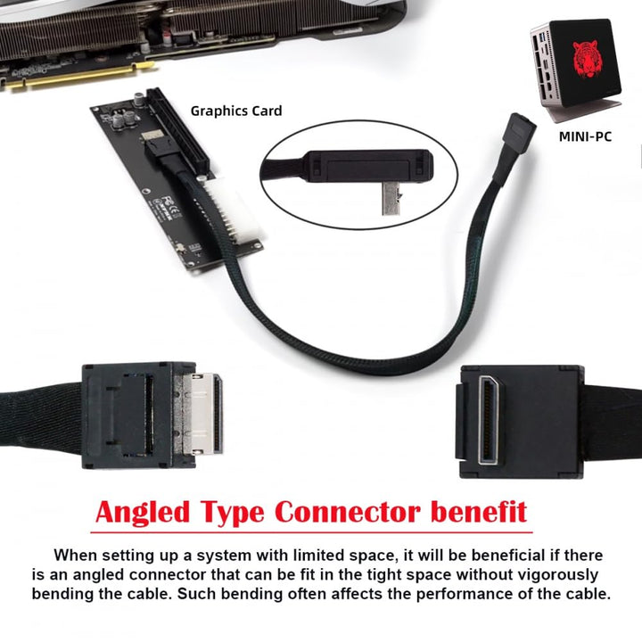 CY-Kabel, 90 Grad nach unten abgewinkelt, OcuLink PCIe 4.0 PCI-Express SFF-8611 4i auf SFF-8611, akt