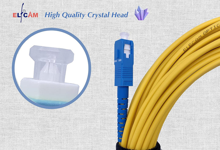 Elfcam® - 50m Glasfaserkabel SC/UPC auf SC/UPC Stecker, Simplex Singlemode 9/125μm OS2 Patchkabel, G