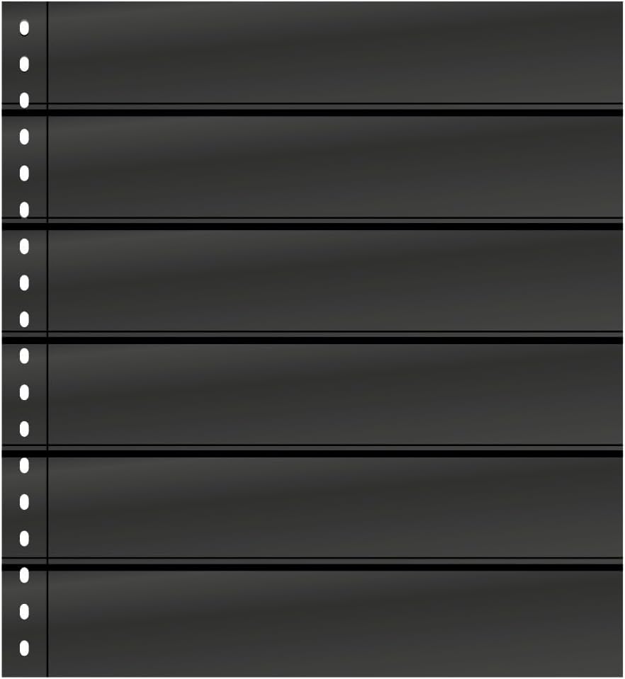 LINDNER Das Original Omnia Einsteckblatt mit 6 Streifen (43 mm) pro Seite, schwarz, 10er-Packung
