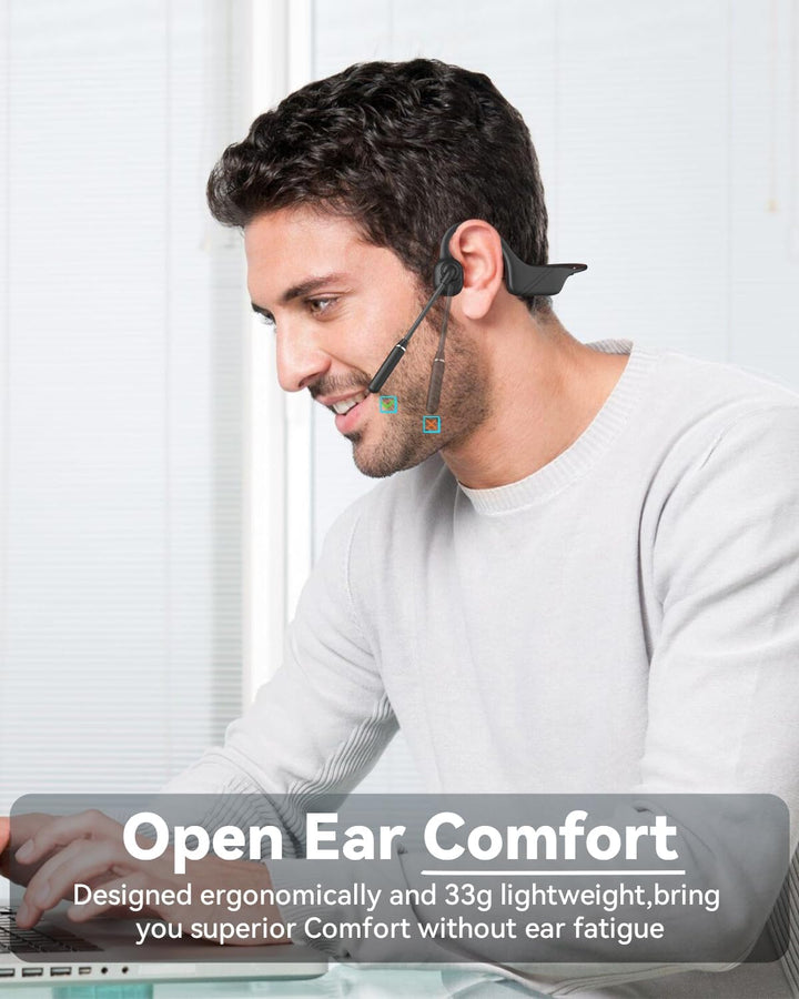 MONODEAL Knochenschall Kopfhörer Bluetooth Headset mit Mikrofon, Bluetooth 5.3 Kopfhörer Open Ear mi