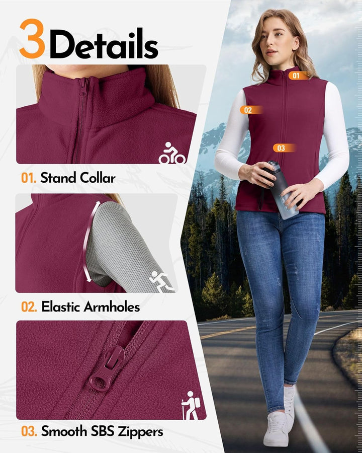 Outdoor Ventures Damen Fleece Weste Ultraleichte Polar Fleeceweste Dünne Outdoor Luafwesten für Frau