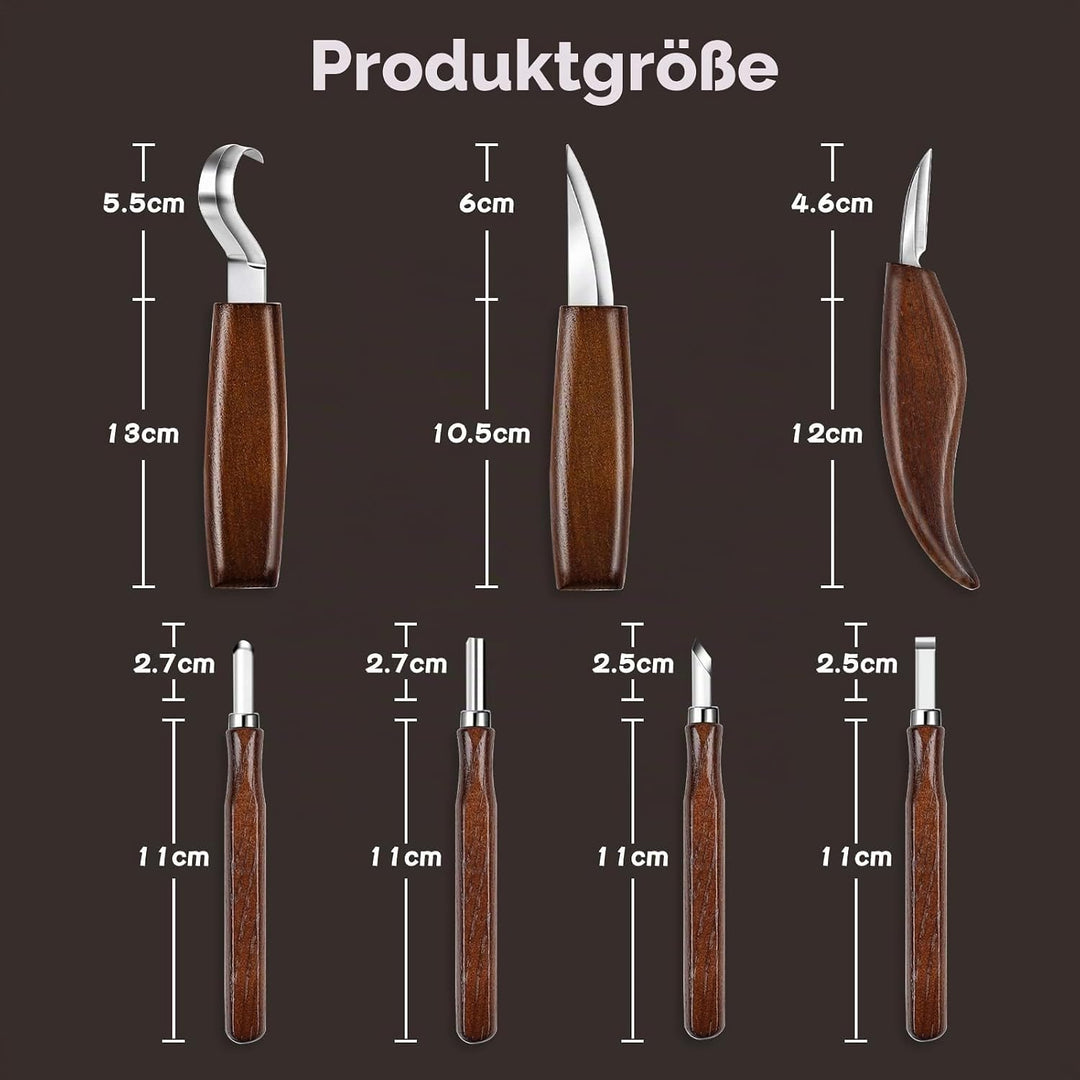 HOMCA Holz Schnitzwerkzeug Set, 23 in 1 Schnitzset mit 7 Schnitzmesser für Kinder&amp;Erwachsene, Holzwe