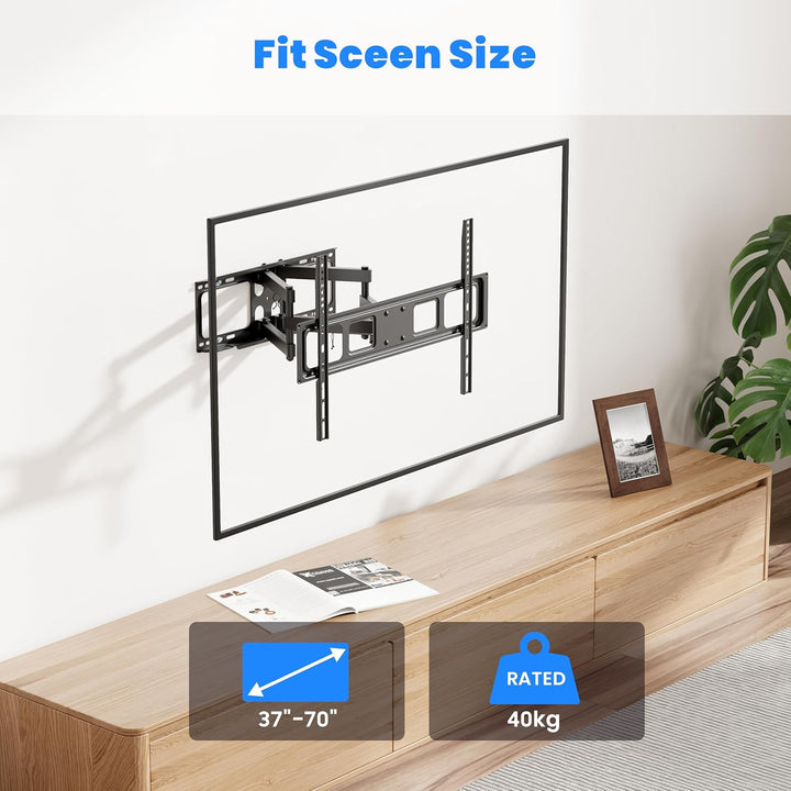 PureMounts TV Wandhalterung, neigbare und schwenkbare Universal Halterung für 32-70 Zoll Flach & Cur