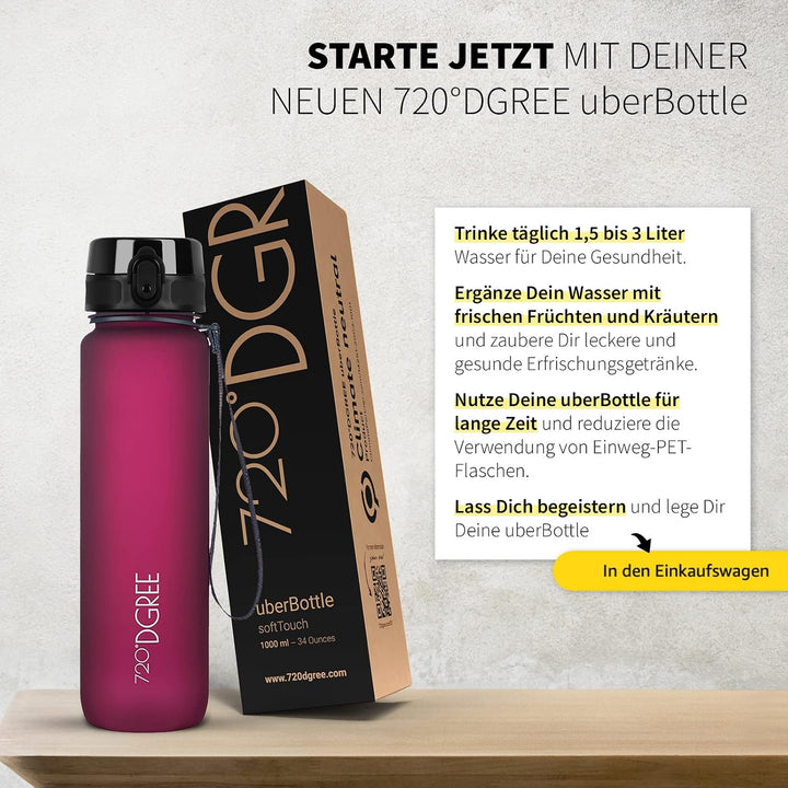 720°DGREE Trinkflasche “uberBottle“ +Sieb - 350ml, 500ml, 650ml, 1000ml, 1,5l, 2l - BPA-Frei - Wasse