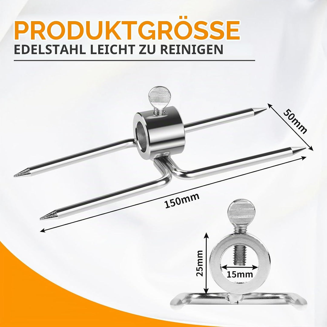 CPROSP 2 Stück Fleischnadeln Edelstahl BBQ mit Durchmesser 15mm mit Rote Schutzhülle und Feststellsc