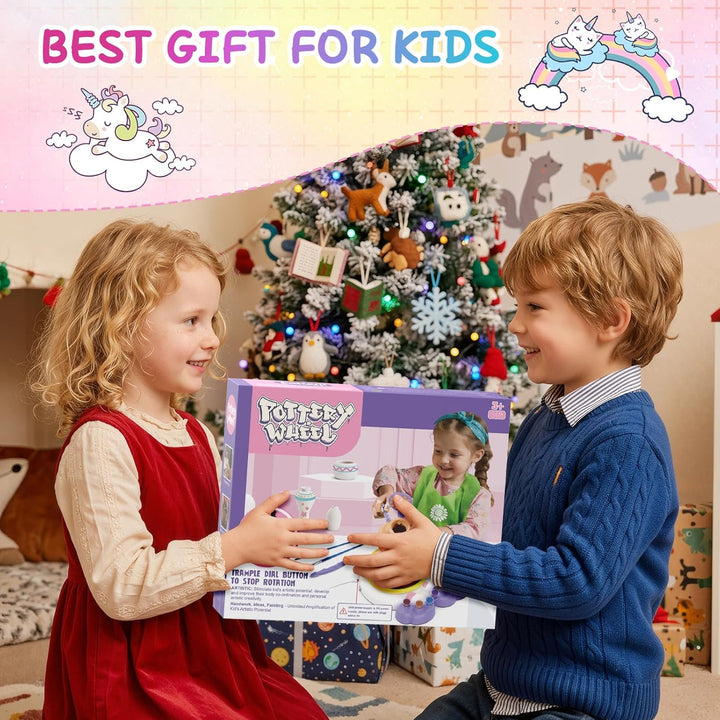 Töpferscheibe Elektrisch Kinder, Töpferset Zuhaus Drehscheibe Töpfern Spielzeug, Mädchen Geschenk 4