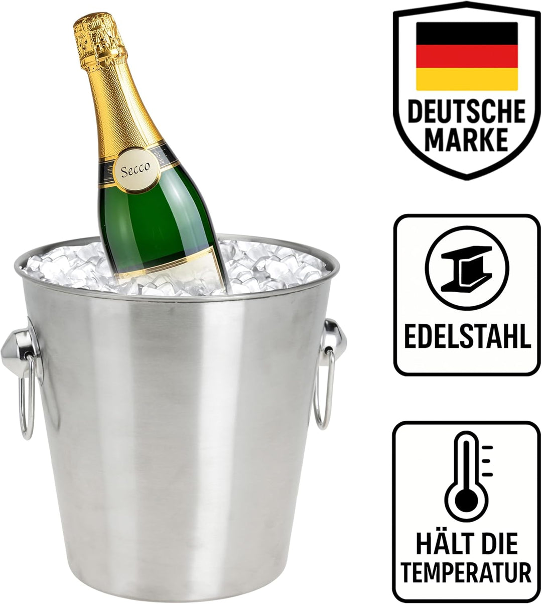 Sektkühler Ø 20,5cm klassischer Sektkübel aus Edelstahl - Weinkühler Eiskübel Sekteimer für Sekt, Ch