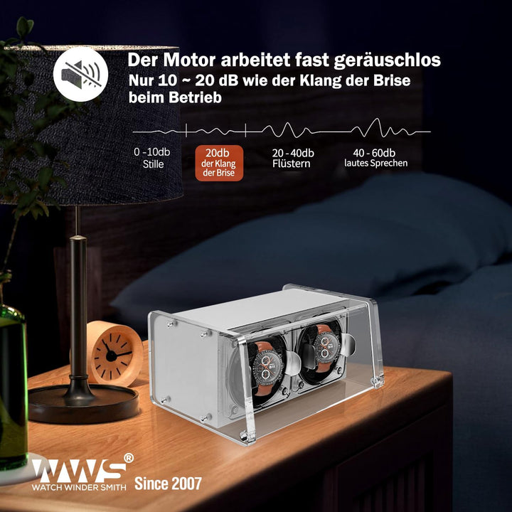 Watch Winder Smith Uhrenbeweger mit Mittelrotationsstoppfunktion – für 2 Uhren – geeignet für grosse