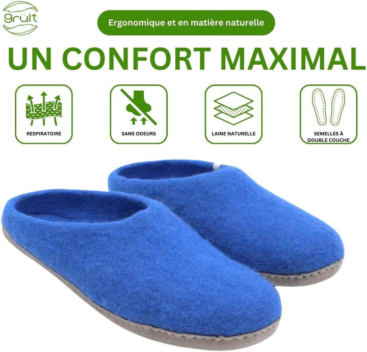 Filzpantoffeln aus Wolle, Hausschuhe für Damen &amp; Herren, Kuschelig &amp; Cozy, Premiumqualität, Rutschfe