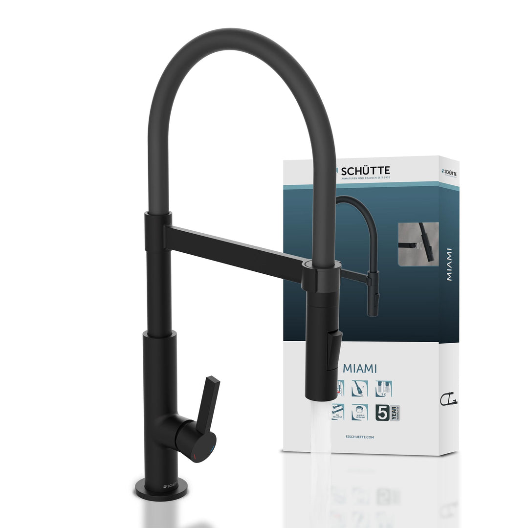 SCHÜTTE 79147 MIAMI Küchenarmatur 360° mit Soft Touch Schlauch, Einhebelmischer mit ausziehbarer, ma