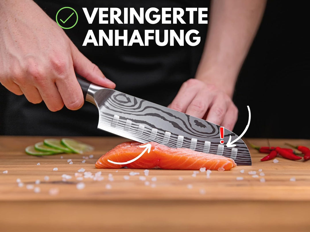 Hannah's Homebrand Santoku Messer & Sushi Messer - verblüffend scharfes Küchenmesser 18 cm Klinge -