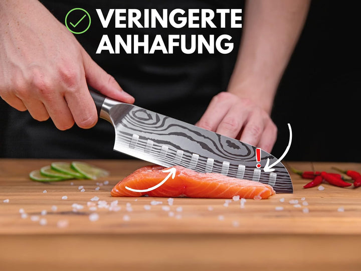 Hannah's Homebrand Santoku Messer & Sushi Messer - verblüffend scharfes Küchenmesser 18 cm Klinge -
