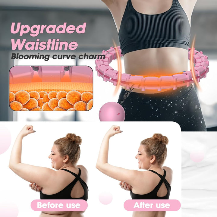Smart Hoop Reifen Erwachsene mit Gewicht Kugel，32 Knoten Umfang (57-165cm) Abgebauter Fitnessreifenl