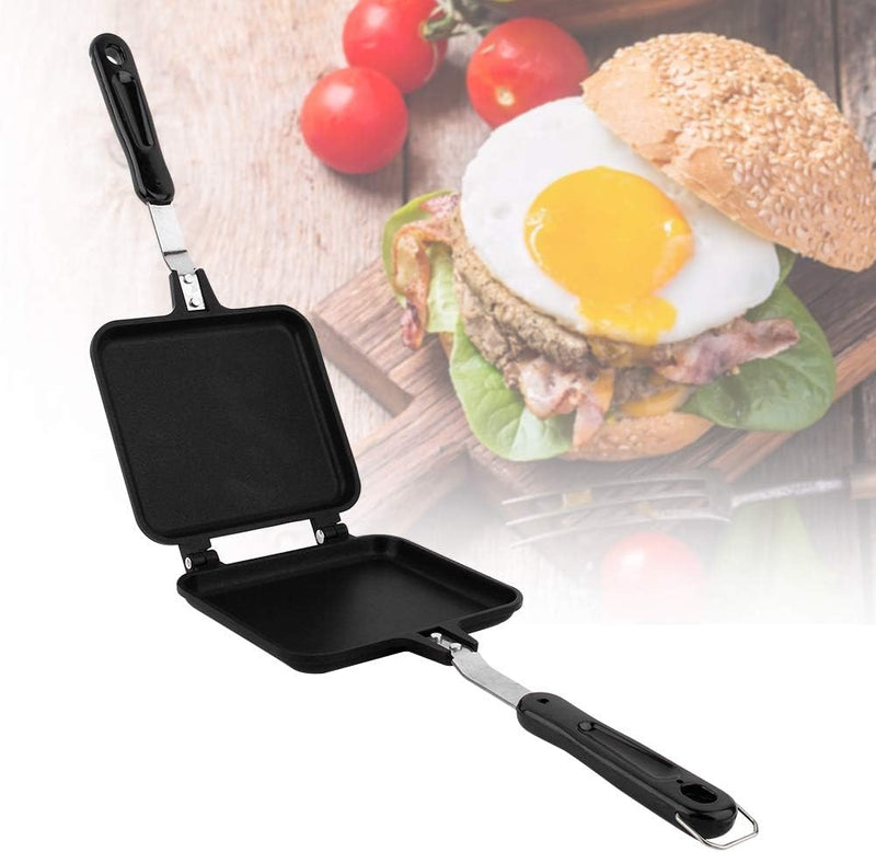 Sandwich Toaster für Herdplatte, Quadratische Sandwichmaker Grillpfanne Antihaft Doppelseitige Bratp