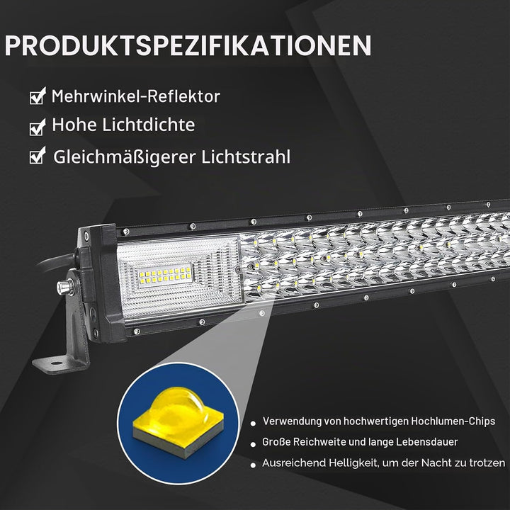 Willpower LED Arbeitsscheinwerfer Bar 42 Zoll 107cm 540W LED Scheinwerfer 12V 24V mit Kabelbaum Flut