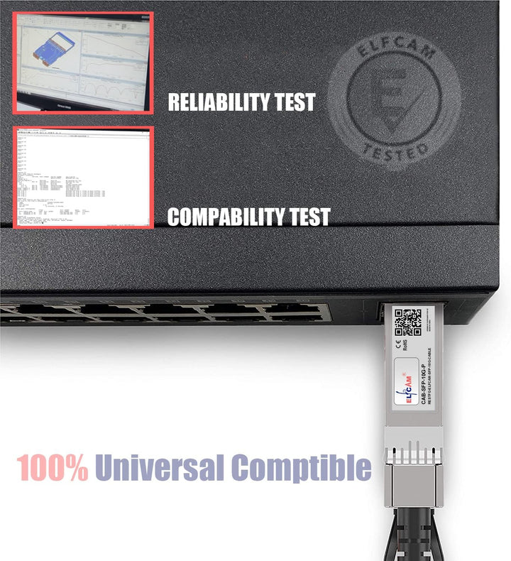 Elfcam® - 60 Meters 10Gb SFP+ Aktives Kabel OM3 - AOC Kabel - 10G SFP+ auf 10G SFP+, SFP-10G-AOC Kom