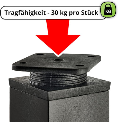 ALUSFERA Möbelfüsse Verstellbar – 8er Set – Schrankfüsse mit Elegantes Design – Füsse für Möbel 40 x