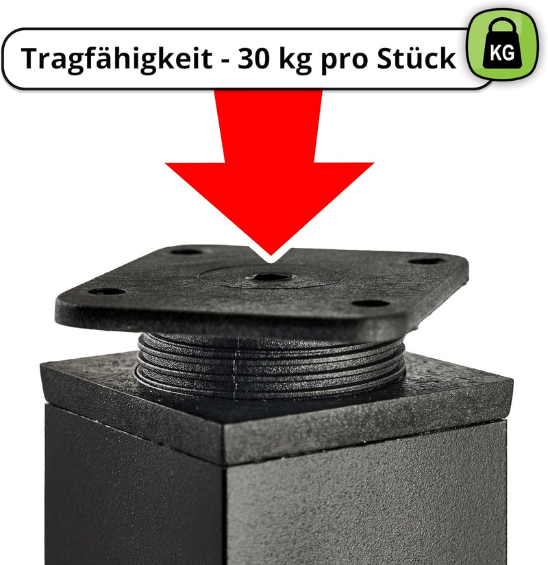ALUSFERA Möbelfüsse Verstellbar – 8er Set – Schrankfüsse mit Elegantes Design – Füsse für Möbel 40 x