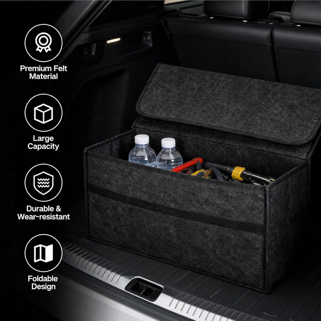 2 Stück Kofferraum Organizer - Auto Kofferraum Organizer Klett - Kofferraum Organizer mit Deckel - R