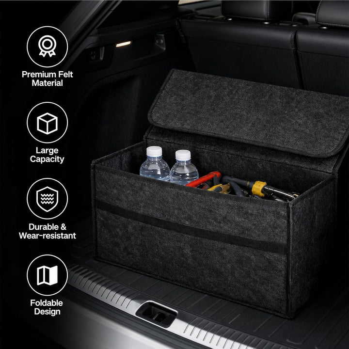 2 Stück Kofferraum Organizer - Auto Kofferraum Organizer Klett - Kofferraum Organizer mit Deckel - R