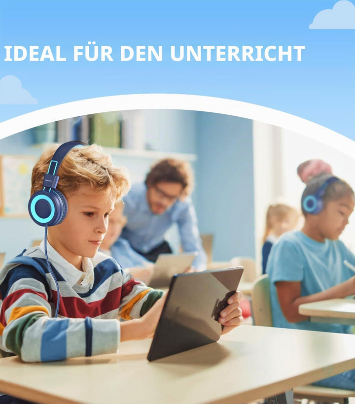 Upgrade USB Typ C Kinder Kopfhörer für die Schule, 94 dB sichere Lautstärke begrenzt, HD-Stereo-Soun