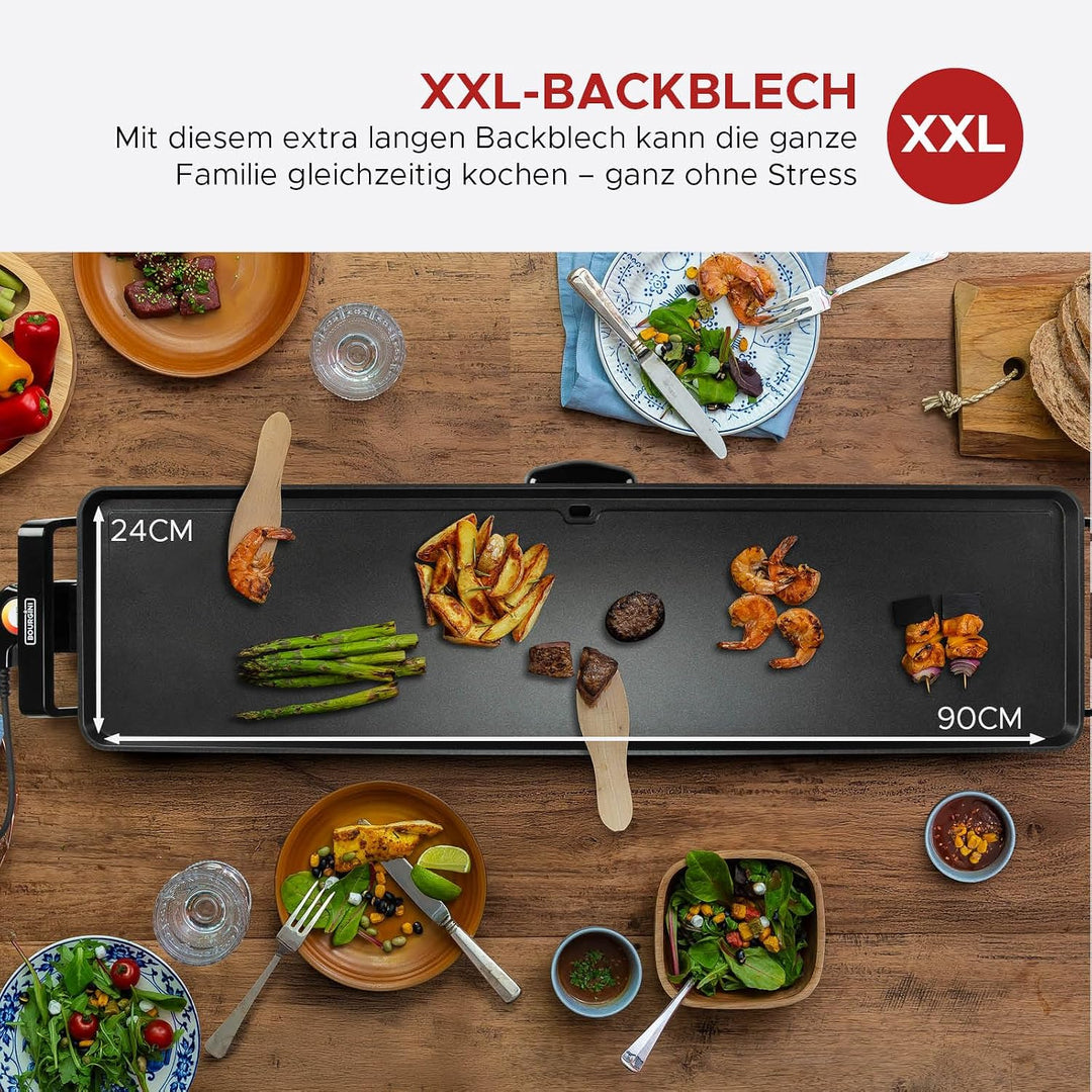 Bourgini Multi Plate XXL – Backplatte – Grillgerät – 90 x 24 cm – Teppanyaki – Antihaftbeschichtung
