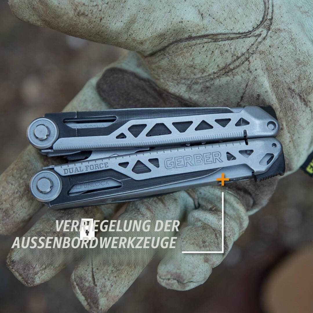 Gerber Multi-Tool mit 12 Funktionen, Dual Force, Inklusive Holster, Mit Einhandöffnung und Frame-Loc